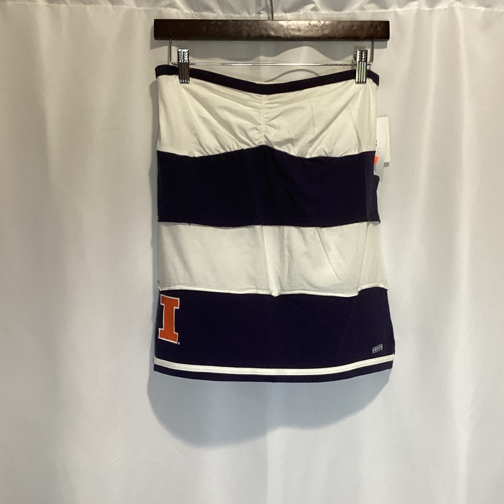 1287. Women’s Fighting Illini Striped Smocked Tube Top NWT $16